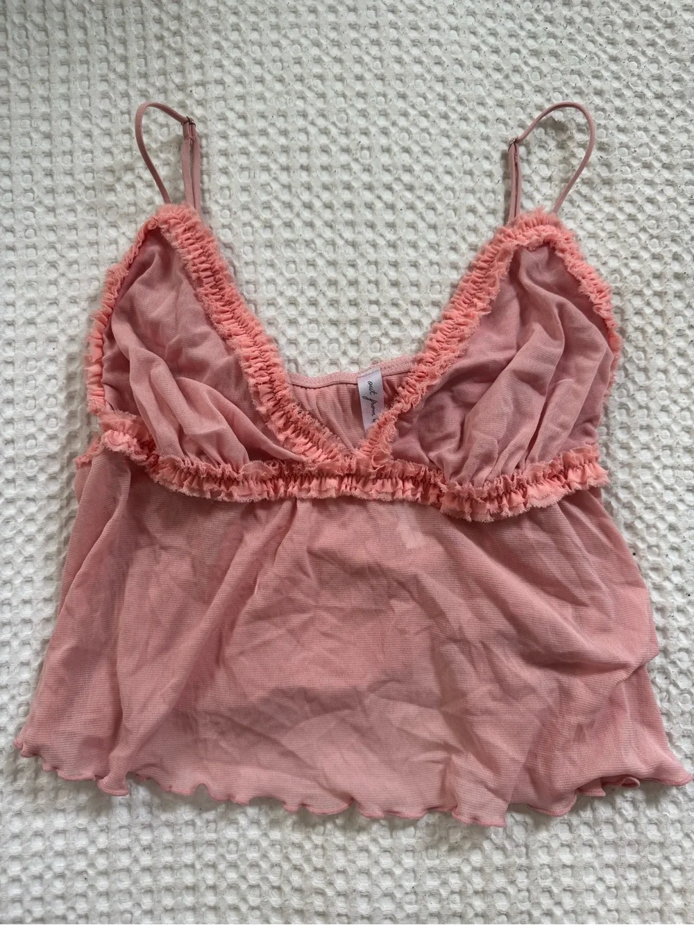 Sheer Ruffled Pink Cami Tank